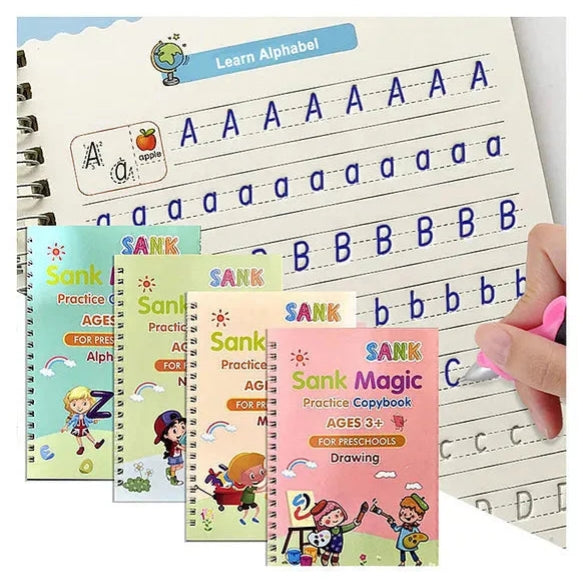 Writezy™ Sank Magic Book (4 Books + 1 Pen + 1 Grip) FREE 10 REFILLS