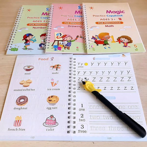 Writezy™ Sank Magic Book (4 Books + 1 Pen + 1 Grip) FREE 10 REFILLS