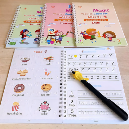 Writezy™ Sank Magic Book (4 Books + 1 Pen + 1 Grip) FREE 10 REFILLS